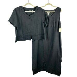 NEW Vintage 90s Sherry Taylor 2 Piece Jacket Dress Women Plus 1X Black Lagenlook
